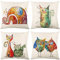 ARNTY Kissenbezug 45x45, Kissenbezüge 4er Set Dekokissen Kissenbezüge Dekoration Outdoor Kissenhülle Dekokissen für Schlafzimmer, Sofa, Stuhl, Bett, Garten (Cartoon-Tiere, Leinen)