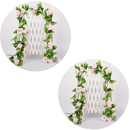 ZEACCT 2 Stück Blumengirlande Rosen, Gefälschte Rosenranken Seidenblumen Hängend, Rosen Blumen Girlande, Rosarot Rosen Girlande, Künstliche Blumengirlande für Zuhause Wand Garten Hochzeit Bogen Dekor