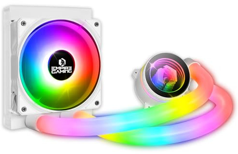 EMPIRE GAMING Guardian P-W120 Watercooling AIO PC Gamer - 3 pines 5V ARGB de refrigeración de CPU líquida - 1 x 120 mm - Intel LGA 1700/1200/115X/1366/2066/2011, AMD AM5/AM4 - Blanco
