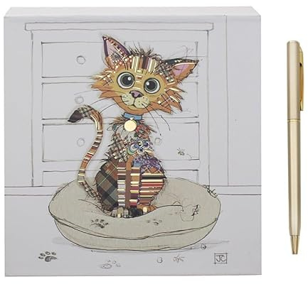 L & P Home & Gifts Lesser & Pavey Bug Art Kimba Kitten Memo Block Pad | Square memo pad, office, home, school