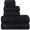 MALLONI HOME Juego de 6 Toallas de algodón ultrasuaves, Incluye 2 Toallas de baño extragrandes de 70 x 140 cm, 2 Toallas de Mano de 40 x 60 cm y 2 Camas de 30 x 30 cm, Color Negro