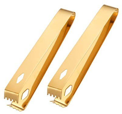 NOLITOY 2 Pezzi Clip Di Ghiaccio Contenitore Per Il Ghiaccio Vassoio Per Cubetti Di Ghiaccio Vassoi Di Ghiaccio Pinze Di Ghiaccio D'oro Pinze Da Ghiaccio Acciaio Inossidabile Golden