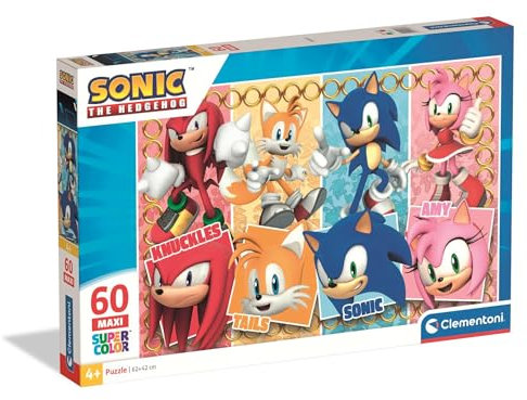 Clementoni Puzzle Maxi Sonic 60 Pieces for Children 4-6 Years, Cartoon, Gift for Children, Puzzle for Children, Made in Italy, 26073