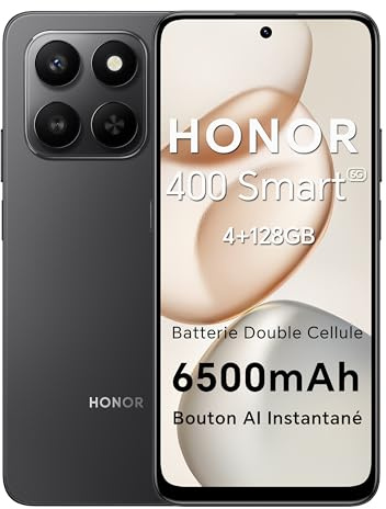 HONOR 400 Smart 5G Smartphone Dual SIM NFC Android 15, 4+128GB, 6500mAh Dual Cell Akku, Instant AI Taste, 6.77 Zoll 120 Hz Comfort Display, 5 Sterne SGS&IP54, 50MP+2MP, Velvet Black