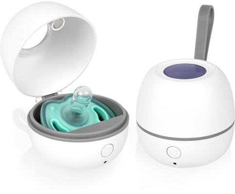 HOTUT Dummy Steriliser, Portable UV Steriliser, Mini UV-C Sanitizer Box for Pacifier, Type-C Rechargeable, Auto Shut-Off, Kills 99.9% of Bacteria, Baby Pacifier Steriliser On The Go(Small)