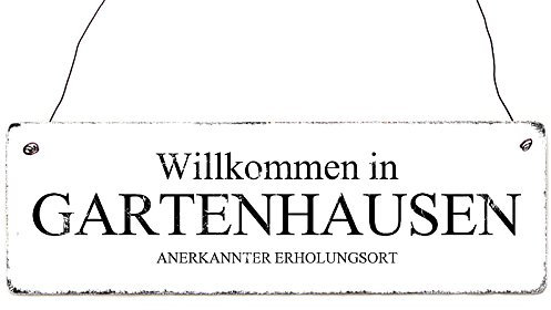 Interluxe Shabby Vintage Holzschild GARTENHAUSEN Willkommensschild Eingang Türschild Haus