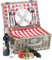 Les Jardins de la Comtesse - Picknickkorb Marly - Komplett Für 4 Personen - Kühlfach - Keramikteller und Weingläsern - Rot-weiß Karierter Stoff - 46 x 31 x 20 cm