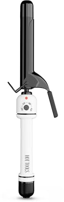 HOT TOOLS Pro Artist Nano Ceramic 1 Inch Curling Iron, Dual Voltage Curling Wand, For Bouncy Curls, Black/White