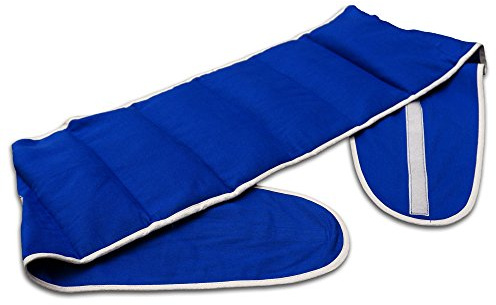 Cuscino termico con cintura, semi di colza (Lunghezza totale: 135cm, blu genziana, Cotone Bio) Grande cuscino riscaldabile, caldo e freddo - microonde, forno e frigorifero