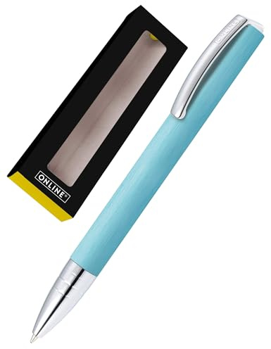 ONLINE Kugelschreiber Vision Türkis I Drehkugelschreiber mit Standard Großraummine in Strichstärke medium, Schreibfarbe Schwarz I Eleganter Kuli aus Aluminium in Geschenkbox