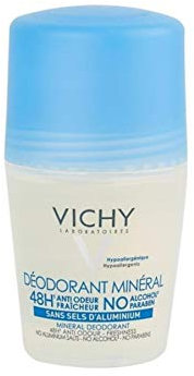 Vichy, Déodorant Roll-On, Efficacité Longue Durée 48 H, Formule Minérale Sans Alcool, Actifs Anti-Odeur d'Origine Naturelle, Adapté aux Peaux Sensibles, 50 ml