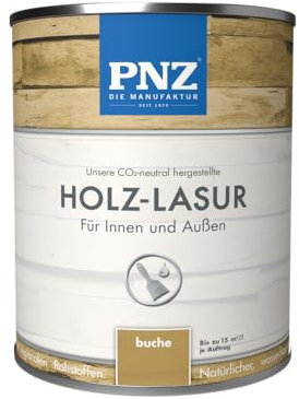 PNZ Holzlasur für Innen und Außen | lösemitttelfreie Farblasur | Nachhaltig hergestellt mit regionalen Rohstoffen | für alle Hölzer, auch Bienenhäuser, Gebinde:10L, Farbe:buche
