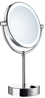 Smedbo Outline Rasierspiegel LED Akku Messing Kupfer Zinklegierung Chrom poliert