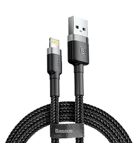 Baseus Cafule Cable - USB to Lightning Cable, 1.5 A, 2 m (Grey/Black)