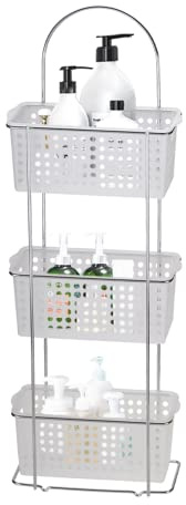 Blue Canyon Floor Standing 3 Tier Shower Caddy With Plastic Basket Organiser Basket Rack