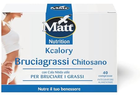 Matt, Kcalory Bruciagrassi Chitosano, Brucia Grassi a Base di Chitosano, Cromo e Cola Nitida, Utile nel Metabolismo di Carboidrati, Grassi e Proteine, Per Bruciare i Grassi, Confezione da 40 Compresse