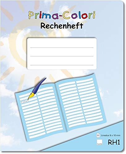 Prima-Colori Rechenheft - RH1 - RH1a - Lineatur 8 x 10 mm - TimeTEX - FormaTex-Format A5+ - Schreiblern-Heft - 92321