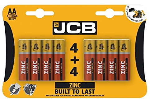 S6586 JCB AA Zinc Batteries - Pack of 4+4