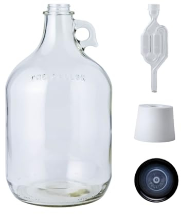 FastRack 1 gal Jug W/Twin bubble Airlock, Polyseal Lid, #6.5 Drilled Stopper