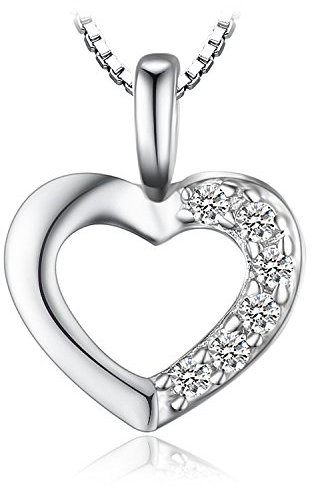 JewelryPalace 0.06ct Cubic Zirconia Amore Cuore Ciondolo Collana Pendente 925 Argento Sterling Catena 43cm