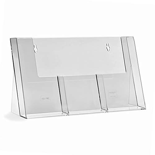 TAYMAR Porte-brochures de table avec 3 compartiments pour format DIN long (DL), transparent