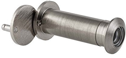 Spioncino per porta con privacy, foro da 12 mm, grandangolo di 180°, lente in vero vetro, colore: acciaio inox satinato