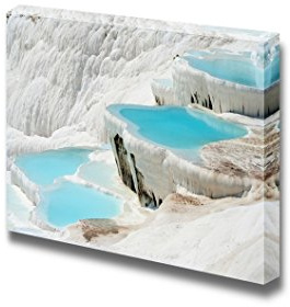 wall26 - Canvas Prints Wall Art - Natural Pamukkale Basins Full of Water | Modern Wall Decor/Home Decoration Stretched Gallery Canvas Wrap Giclee Print. Ready to Hang - 24 x 36