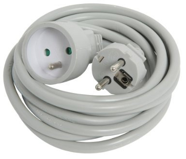 Rallonge électrique | Prolongateur électrique | Rallonge prise | Rallonge prise électrique | Rallonge 3m HO5VV|F 3g1.5 gris 2P+T 16 AMP | 335242 Debflex