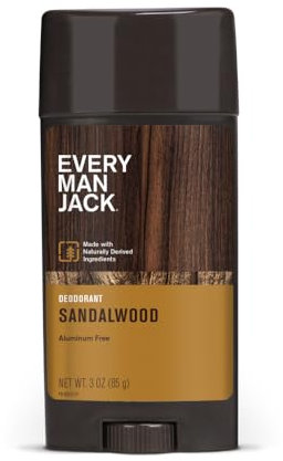 Every Man Jack 91300 Deodorant, Sandalwood, 3 Oz.