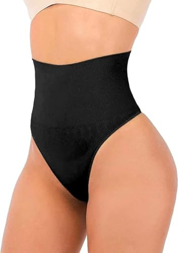 ShaperQueen103 Thong Every-Day Core Tummy Control Shapewear Seamless Slimming Shaping Thong Body Shaper Underwear Panty (XS, Black)