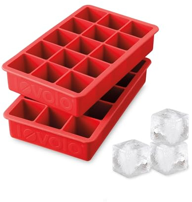 Tovolo Silicone Ice Cube Tray Candy Apple Red Pack of 2 BPA Free Ice Tray Mold for Coffee Drinks Cocktails, Dishwasher Safe Easy Release Perfect 1 Inch Cube Ice Tray for Whiskey Bourbon Spirits