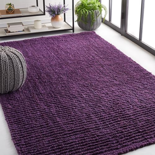 Safavieh Natural Fiber Indoor Hand Made Rectangle Area Rug, Natural Fiber Collection, NF447, in Purple, 183 X 274 cm for Living Room, Bedroom or Any Indoor Space