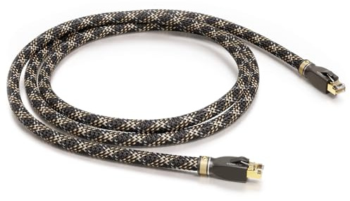 VIABLUE EP-7 Silver CAT6A Câble réseau, patch Ethernet, LAN, 600 MHz, 5 blindages, plaqué or véritable 24 carats, 400 cm x 4 m