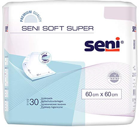Seni Bettschutzunterlagen (4 x 30 Stk.) - Inkontinenzschutz - Zellstoff, Polymer - weiß - 60 x 60 cm