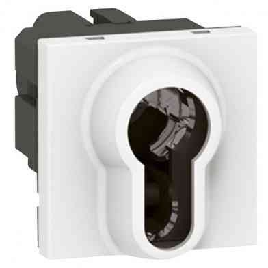 Legrand 077074 Interrupteur à Clé Barillet Européen Mosaic, 2 Positions par Contact Bipolaire, 2 Modules, 6A, 250V, Blanc