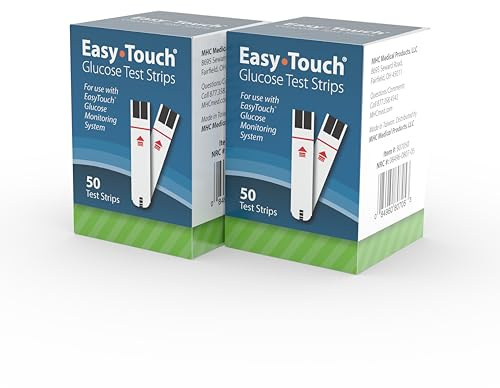 Easy Touch Glucose Test Strips - 100 Count (2 Packs of 50 Strips Each)