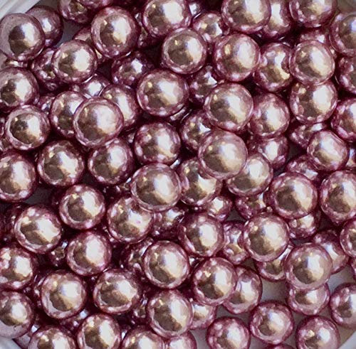Nice Buns METALLIC PINK/ROSE 6mm PEARLS BALLS Edible Sugar Cupcake Sprinkles Decoration 50G