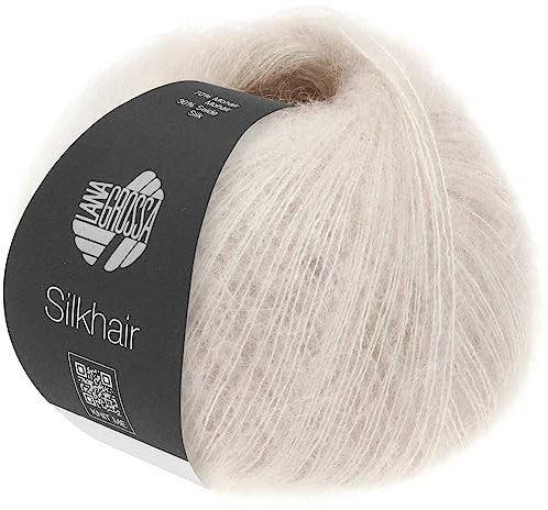 LANA GROSSA Silkhair | Feines Lace-Garn aus Superkid Mohair mit Seide | Handstrickgarn aus 70% Mohair (Superkid) & 30% Seide | 25g Wolle zum Stricken & Häkeln | 210m Garn FB 18