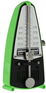 Wittner Metronom Taktell Piccolo Serie 830 - Plasthölje - Utan klocka - Neongrön - Mekanisk uppvridning - Inga batterier behövs - Tillverkad i Tyskland