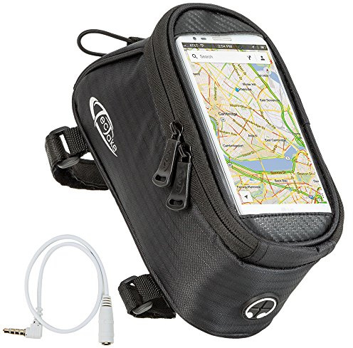 tectake® Handy Fahrradtasche, Fahrrad Rahmentasche, Fahrradtasche Rahmen, Handyhalter wasserabweisend, Handyhalterung, Fahrrad Tasche als Rennrad Zubehör, für e Bike oder Mountainbike - Schwarz, M