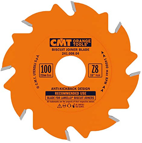 CMT 241.008.04 Biscuit Joiner Blade, 4-Inch Diameter x 8 Teeth, PTFE-Coated.