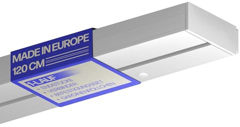 Bestlivings Gardinenschiene (120cm / 1-läufig), Vorhangschiene Komplettset inkl. Zubehör (Befestigungs-Set, Seitendeckel, Gardinenröllchen)
