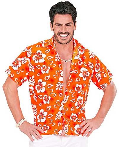 Widmann – Hawaii skjorta herr, orange, blomskjorta, strandfest, karnevaldräkt, karneval