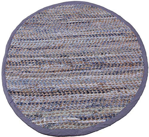Bestlivings Alfombra de retales redonda, 150 cm de diámetro, de algodón tejido a mano en jeans Bone – muchas variaciones