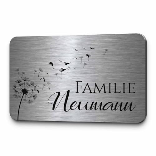 Hochwertiges Edelstahl Türschild mit Gravur | Namensschilder Briefkastenschild selbstklebend oder mit Bohrlöcher | versch. Größen & viele Motive | Haustür Briefkasten Schilder selbst gestalten