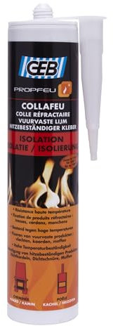 GEB Colle réfractaire COLLAFEU 310 ml spécial collage et assemblage de pièces réfractaires et fibres isolantes sur insert, poêles, cheminées fours et chaudières - résistante jusqu’à 1100°C