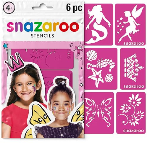 Snazaroo Re-usable Face Paint Fantasy Stencils, Pink, 6 Pcs