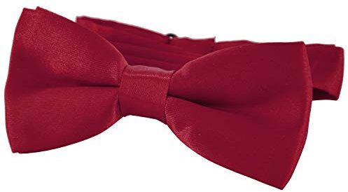 DonDon Edle Kinder Fliege gebunden und längenverstellbar 9 x 4,5 cm dunkelrot glänzend in Seiden Look