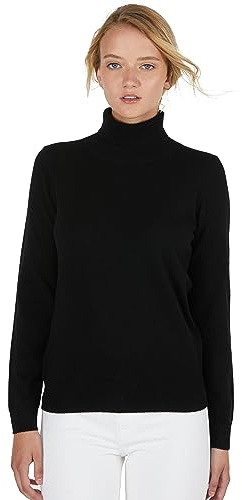JENNIE LIU Women's 100% Pure Cashmere Long Sleeve Pullover Turtleneck Sweater