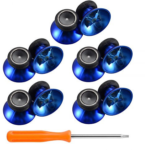 eXtremeRate 10 Pieza Joystick reemplazable Thumbstick de Caucho Botones analógico palancas de Pulgar para el Mando del Xbox One Original Xbox One Elite Xbox One S Xbox One X Azul Cromado